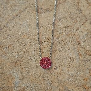 Genuine Pink Crystal and Sterling Silver Necklace